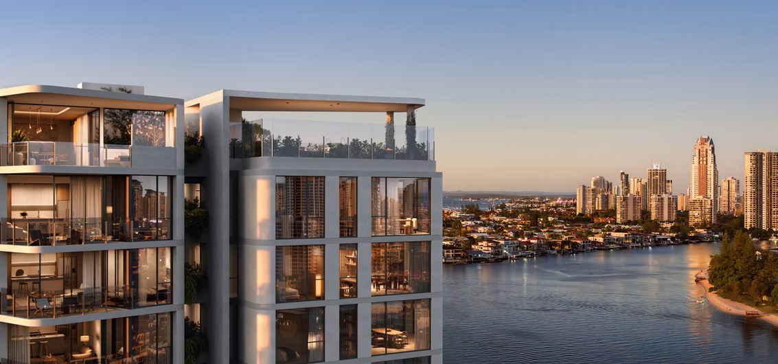 River Green residential facade and landscape entry